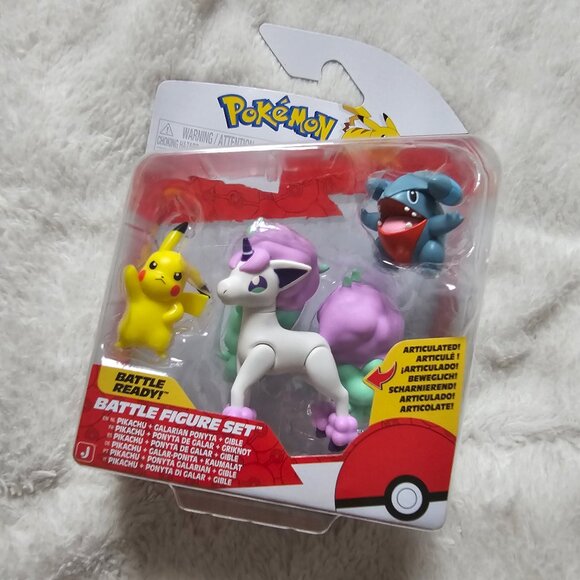 Pokemon Other - Pokemon Battle Figure 3 Pack Pikachu Gible Galarian Ponyta Jazwares NIB
